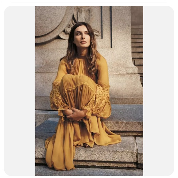 Anthropologie Dresses Anthropologie Andalusian Mustard Yellow Maxi
